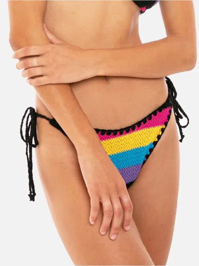 Mc2 Saint Barth Multicolor Crochetswim Briefs With St. Barth Embroidery In Black