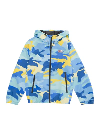 Mc2 Saint Barth Kids' Multicolor Hooded Jacket With Camouflage Print In Techno Fabric Boy