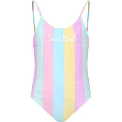 Mc2 Saint Barth Kids' Multicolor Swimsuit For Girl With Logo