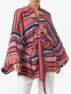 Mc2 Saint Barth Multicolor Violet Knitted Kimono In Purple