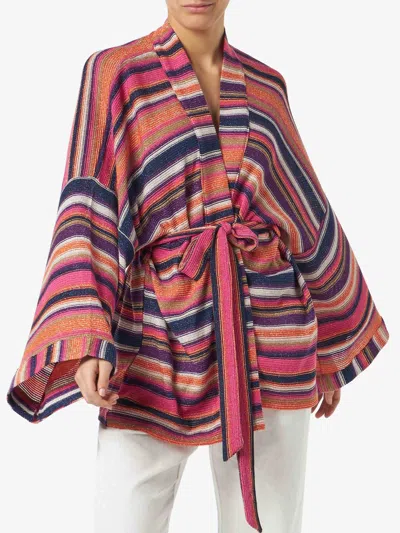 Mc2 Saint Barth Multicolor Violet Knitted Kimono In Purple