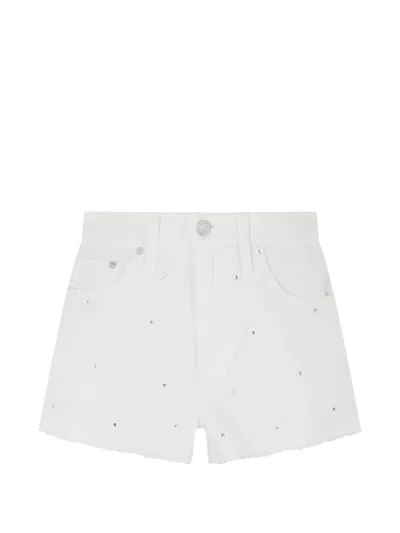 Mc2 Saint Barth Musa Crystal-embellished Frayed-edge Shorts In Blue