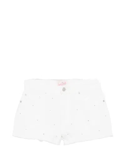 Mc2 Saint Barth Musa Crystal-embellished Shorts In White