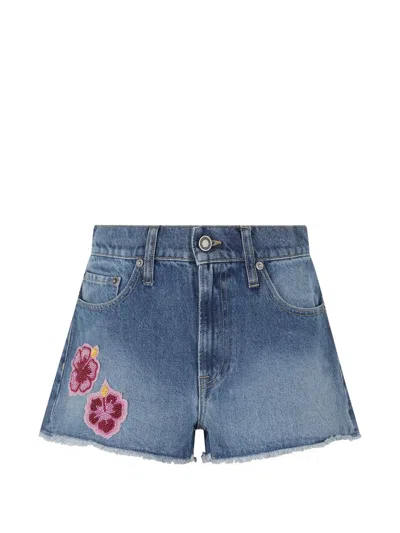 Mc2 Saint Barth Musa Hibiscus-patch Shorts In Black