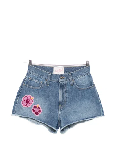 Mc2 Saint Barth Musa Hibiscus-patch Shorts In Blue