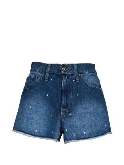 Mc2 Saint Barth Musa Rhinestone-embellished Denim Shorts In Blue