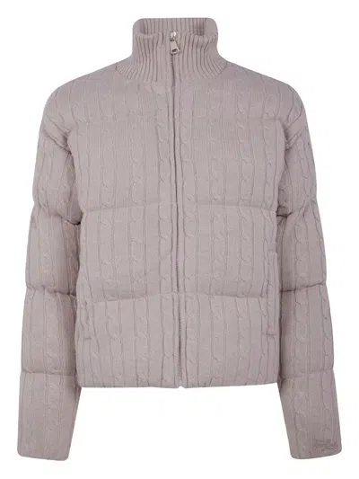 Mc2 Saint Barth Mya Cable-knit Padded Cardigan In Neutral