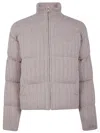 Mc2 Saint Barth Beige Cable-knit Wool Mya Down Jacket In Purple