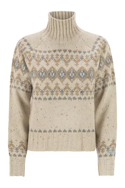 Mc2 Saint Barth Myra Donegal High-neck Sweater In Neutral