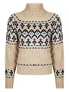 Mc2 Saint Barth Myra Fair Isle Turtleneck Sweater In Brown