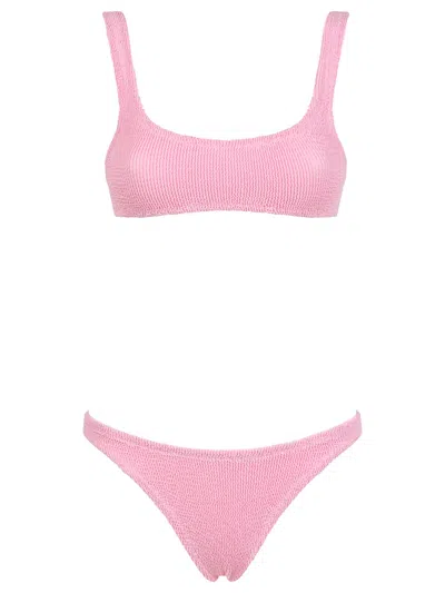 Mc2 Saint Barth Naima Naomi Seersucker-texture Bikini In Pink