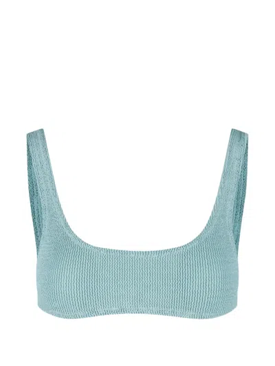 Mc2 Saint Barth Naima Crinkle Bikini Top In Blue