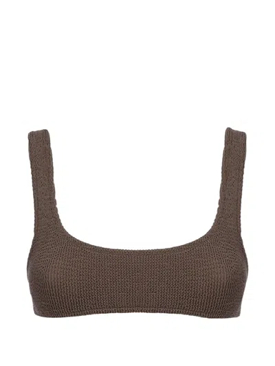Mc2 Saint Barth Naima Crinkle Bikini Top In Brown