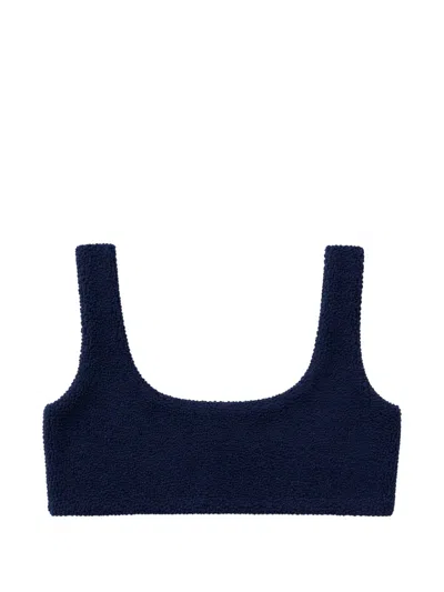 Mc2 Saint Barth Naima Crinkle Bralette Bikini Top In Blue