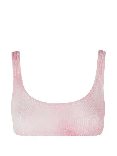 Mc2 Saint Barth Naima Crinkle-effect Bikini Top In Pink