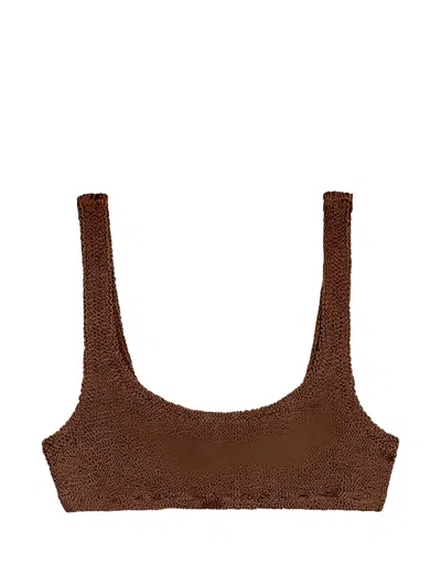 Mc2 Saint Barth Naima Elise Crinkle-effect Bikini Top In Brown