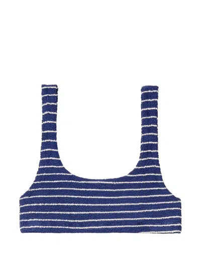 Mc2 Saint Barth Naima Elise Striped Bikini Top In Blue
