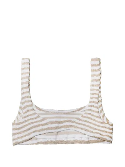 Mc2 Saint Barth Naima Striped Bikini Top In White
