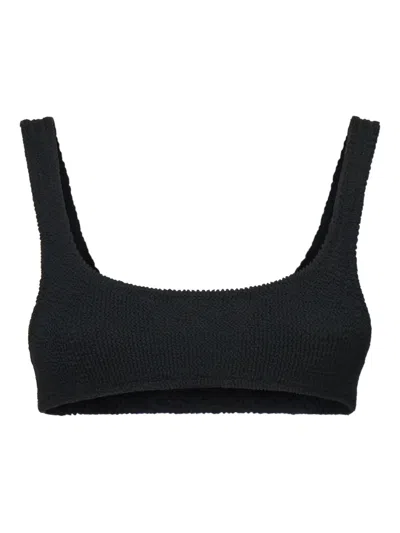 Mc2 Saint Barth Naima Textured Square-neck Bikini Top In Black