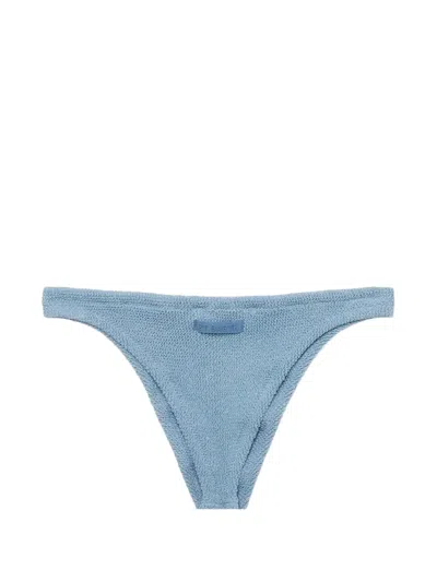 Mc2 Saint Barth Naomi Crinkled Bikini Bottom In Blue