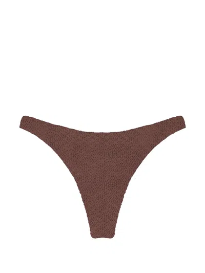 Mc2 Saint Barth Naomi Crinkled Bikini Bottom In Brown