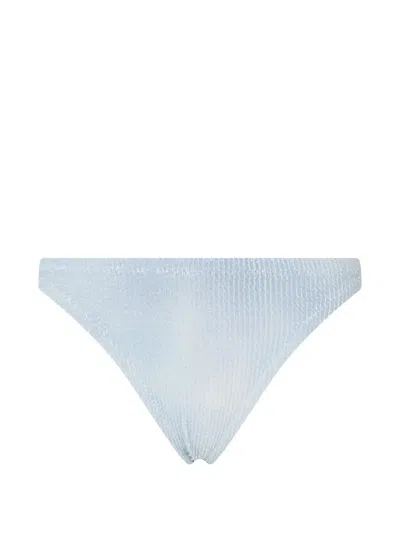 Mc2 Saint Barth Naomi Crinkle-effect Bikini Bottoms In Blue