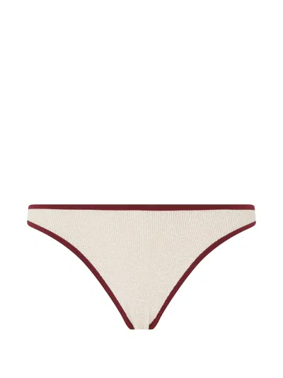 Mc2 Saint Barth Naomi Crinkle-effect Bikini Bottoms In Brown