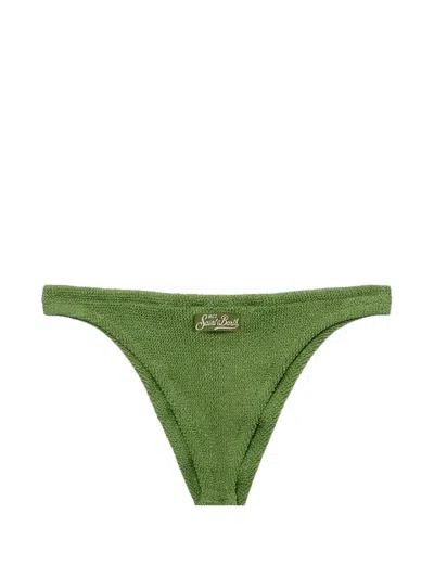 Mc2 Saint Barth Naomi Crinkle-effect Bikini Bottoms In Green