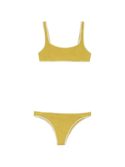Mc2 Saint Barth Naomi Crochet-knit Bikini In Yellow