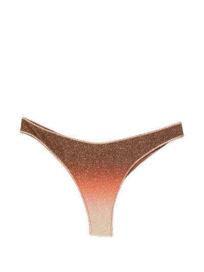 Mc2 Saint Barth Naomi Overlock Glitter-effect Gradient-print Bikini Bottoms In Brown