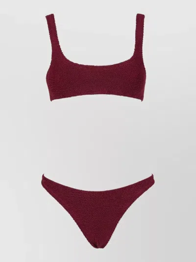 Mc2 Saint Barth Naomi Scoop Neck Textured Bikini Set In Burgundy