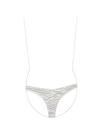 Mc2 Saint Barth Naomi Zebra-print Lurex Bikini Bottoms In Gray