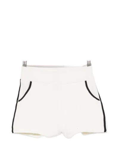 Mc2 Saint Barth Natalja Braid Cable-knit Contrast-trim Shorts In White