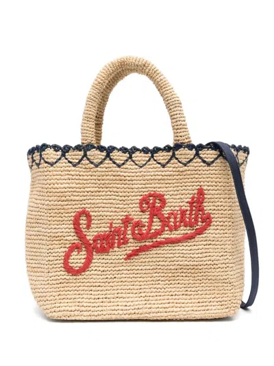 Mc2 Saint Barth Natural Logo Tote In Brown