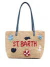 Mc2 Saint Barth Raffia Blend Bag With Beach Motif In Brown
