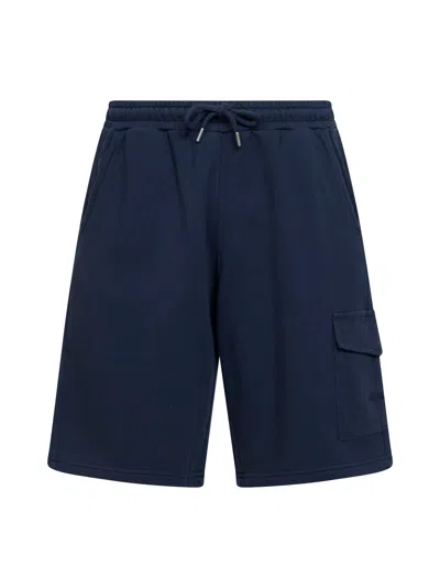 Mc2 Saint Barth Navy Blue Cotton Fleece Argo Cargo Bermuda Shorts