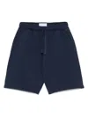 Mc2 Saint Barth Navy Blue Cotton Fleece Bermuda Shorts In Navy Blue