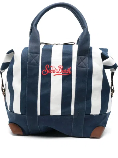 Mc2 Saint Barth Navy Blue Embroidered Logo Tote