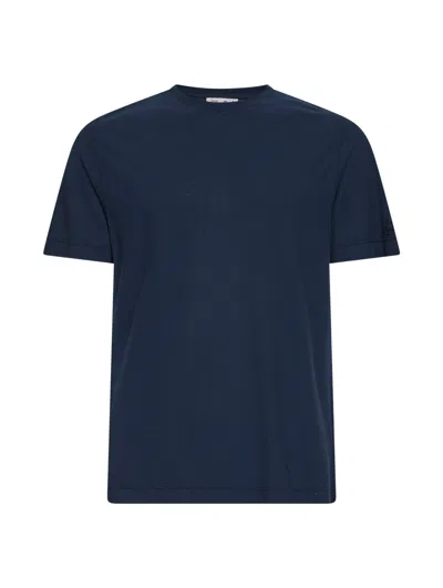 Mc2 Saint Barth Navy Blue Fresh Cotton Crepe Orson T-shirt With Embroidery