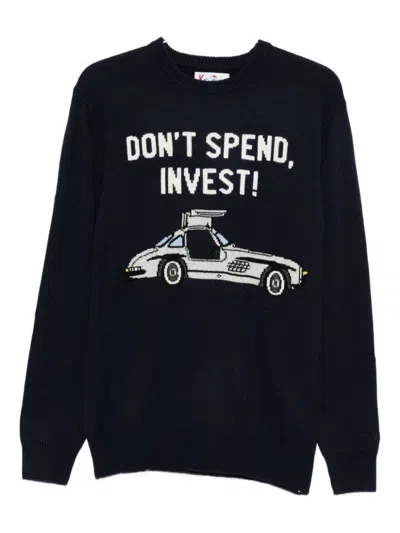 Mc2 Saint Barth Navy Blue Knit Sweater In Black