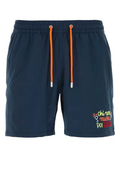 Mc2 Saint Barth Navy Blue Stretch Polyester Swimming Shorts In 61emb