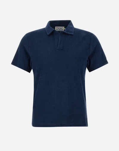 Mc2 Saint Barth Navy Cotton Terry Polo In Blue