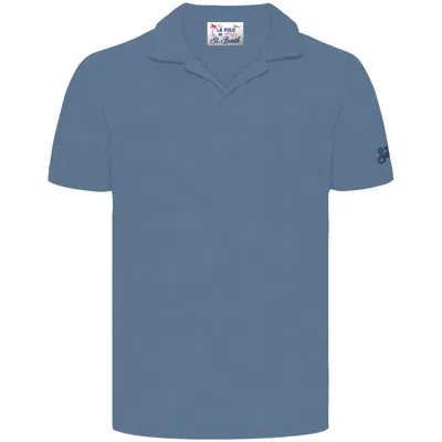 Mc2 Saint Barth Navy Terry Polo Shirt Jeremy Jr In Blue