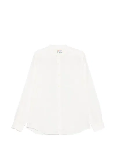 Mc2 Saint Barth Naxos Mandarin-collar Long-sleeved Shirt In White