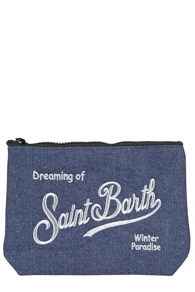 Mc2 Saint Barth Neoprene Holder Bag In Denim Lux Silver Emb