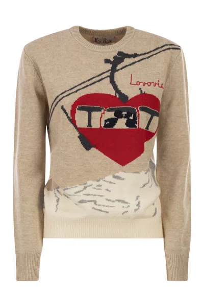 Mc2 Saint Barth New Queen Embroidered Crew-neck Sweater In Neutral