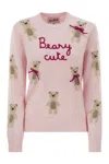 Mc2 Saint Barth Pink Wool Blend New Queen Embroidered Sweater In Pink