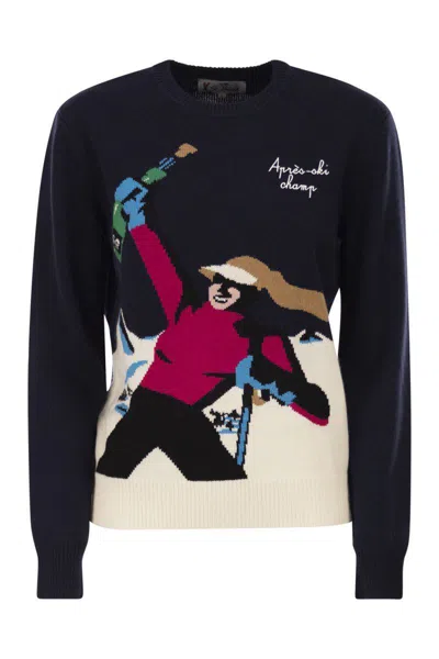 Mc2 Saint Barth New Queen - Wool-blend Jumper With Embroidery In Black