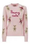 Mc2 Saint Barth Pink Wool Blend New Queen Embroidered Sweater In Pink
