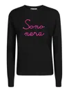Mc2 Saint Barth Wool And Cashmere Blend Sweater With Embroidery Sono Nera In Black
